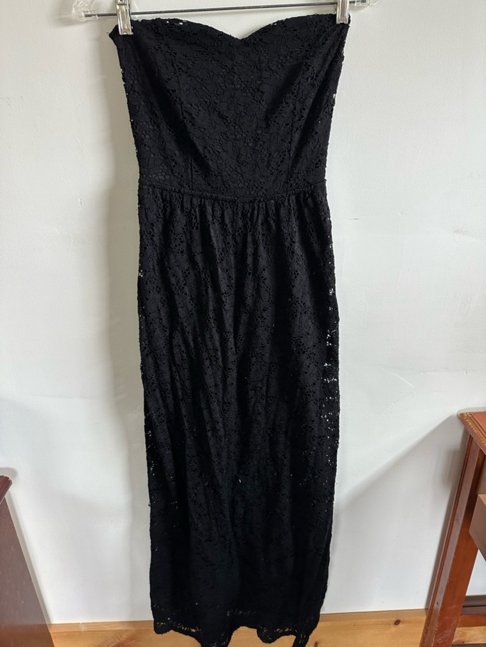 audrey Strapless Black Lace Evening Gown